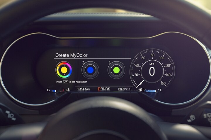 2023 Ford Mustang® coupe 12-inch digital LCD instrument cluster with MyColor® gauges