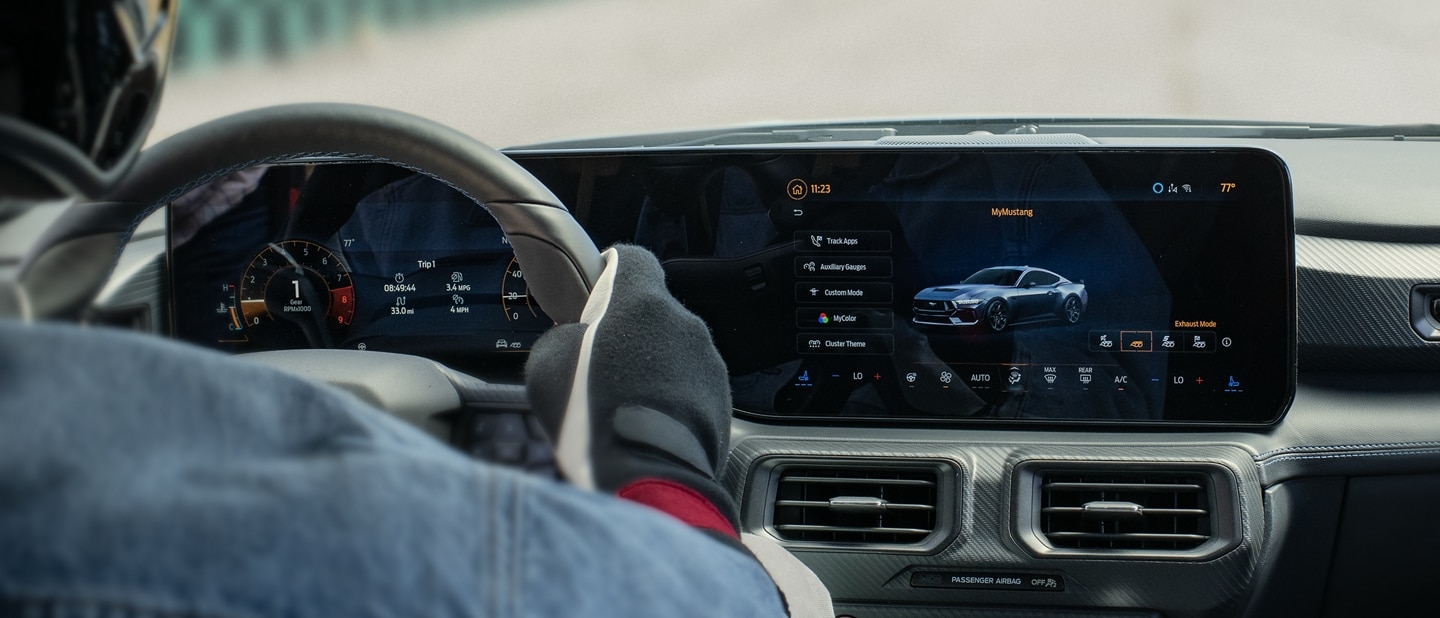 Person driving a 2024 Ford Mustang® model on a closed course