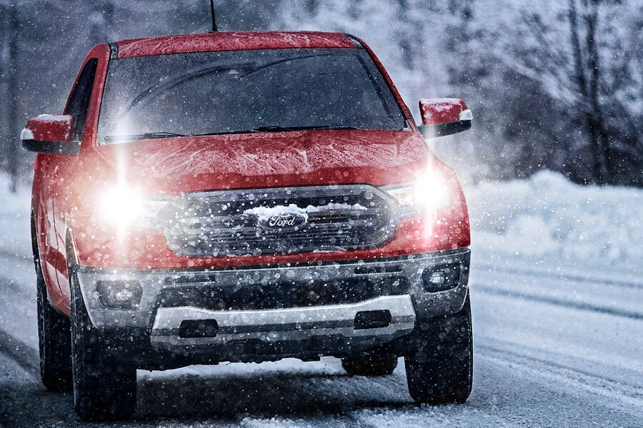 2023 Ford Ranger® being driven down a snowy road