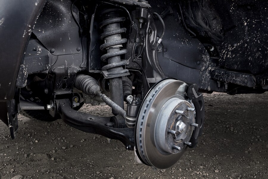 2023 Ford Ranger® shock and A-arm assembly with wheel removed