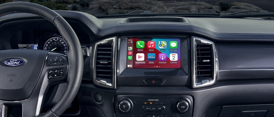 Close-up of a 2023 Ford Ranger® and 8" centre stack touchscreen