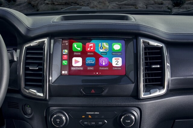 Close-up of a 2023 Ford Ranger® and 8" centre stack touchscreen