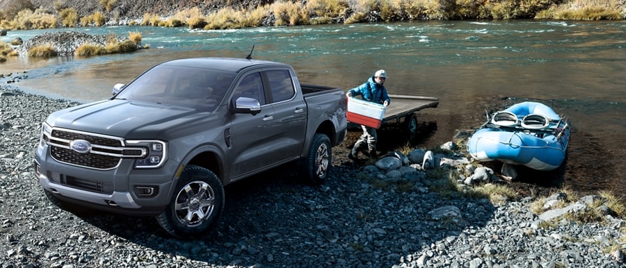 A 2024 Ford Ranger® LARIAT is parked at a lake