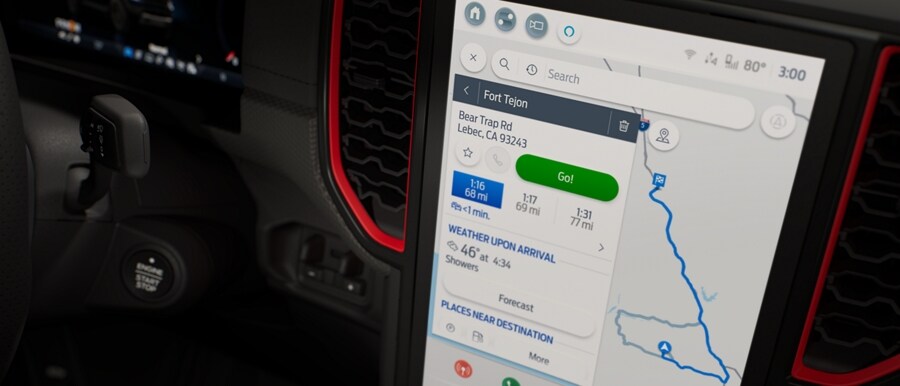 Close-up of a centre stack screen with SYNC® 4A being displayed