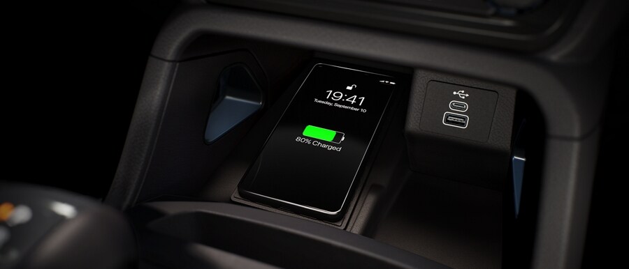 Close-up of a wireless charging pad