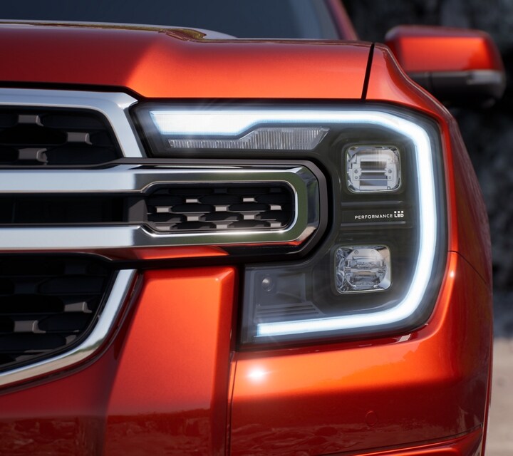 Close-up of a LED headlamp on a 2024 Ford Ranger®