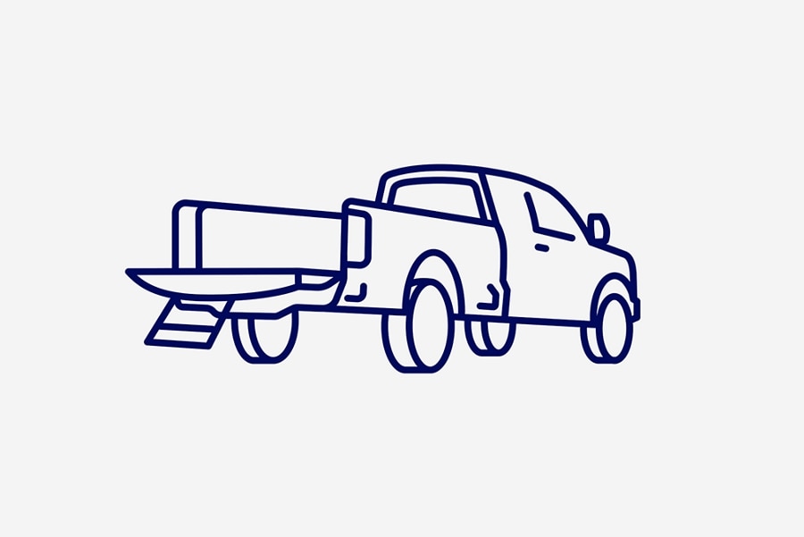 Graphic image drawing of a pickup truck with tailgate down