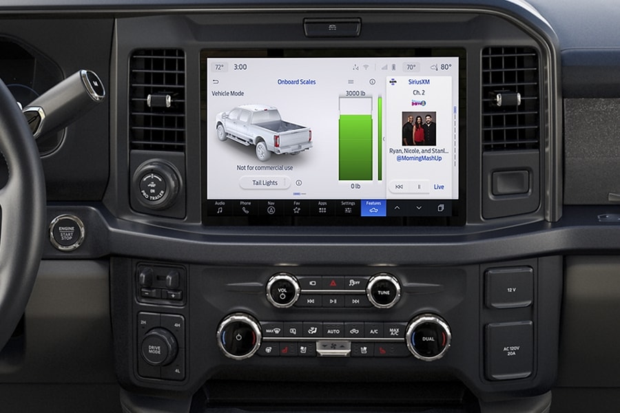 Close-up of the 12-inch center screen