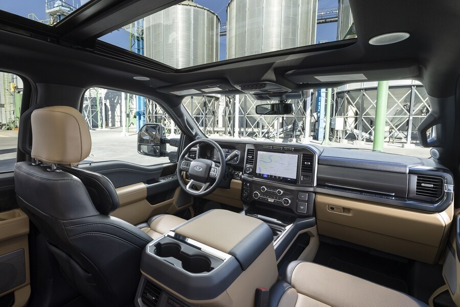 Interior of a 2023 Ford Super Duty® F-350 Lariat