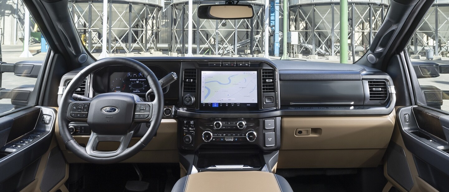 Interior of a 2023 Ford Super Duty® F-350 Lariat