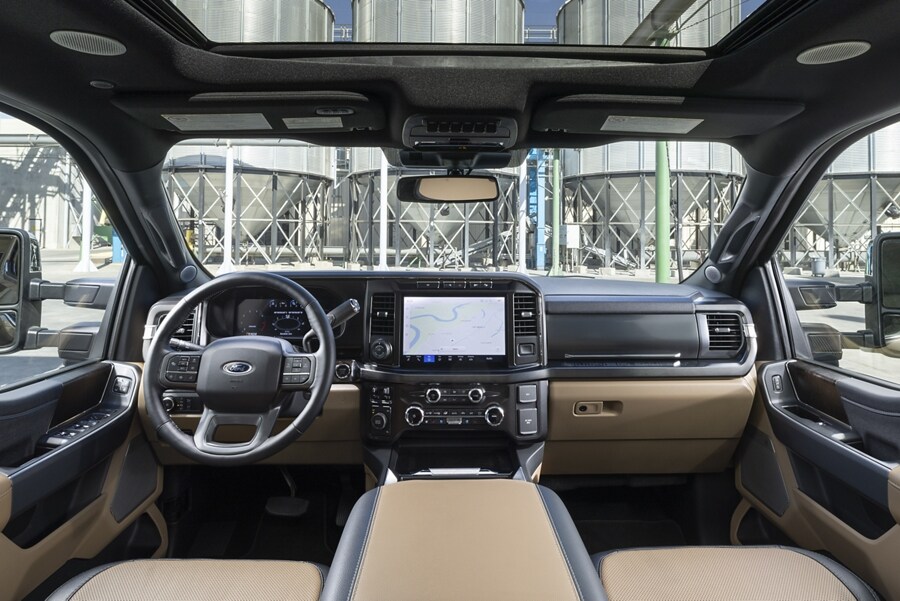 Interior of a 2023 Ford Super Duty® F-350 Lariat