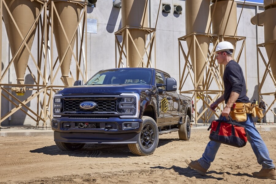Close-up of the front end of a 2023 Ford Super Duty® F-250 XL with STX Appearance Package