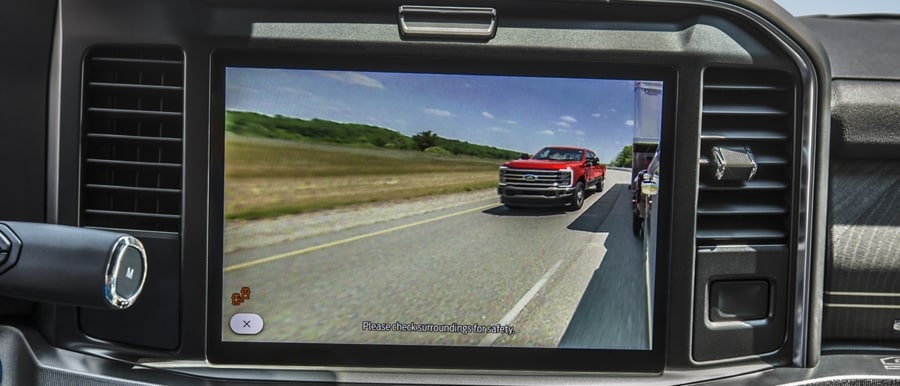 Close-up view of the trailer coverage feature on the display screen