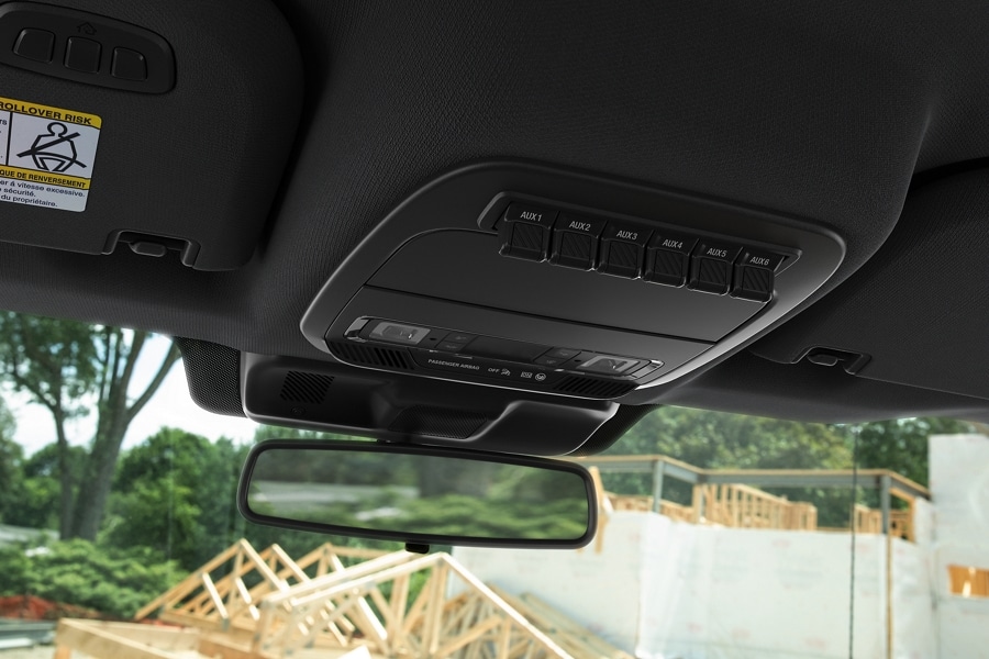 Close-up of the overhead up-fitter switches