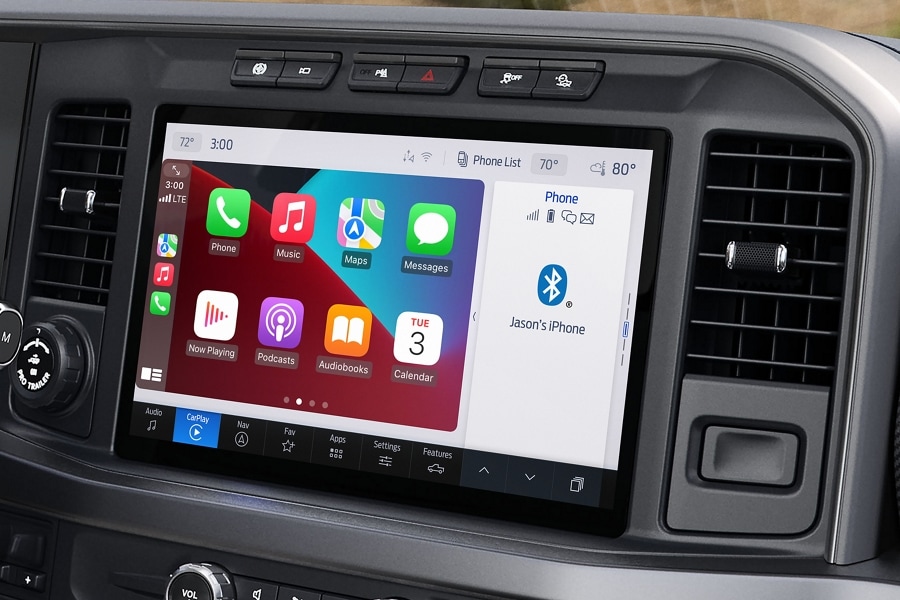 Close-up view of SYNC® 4 display featuring Apple CarPlay