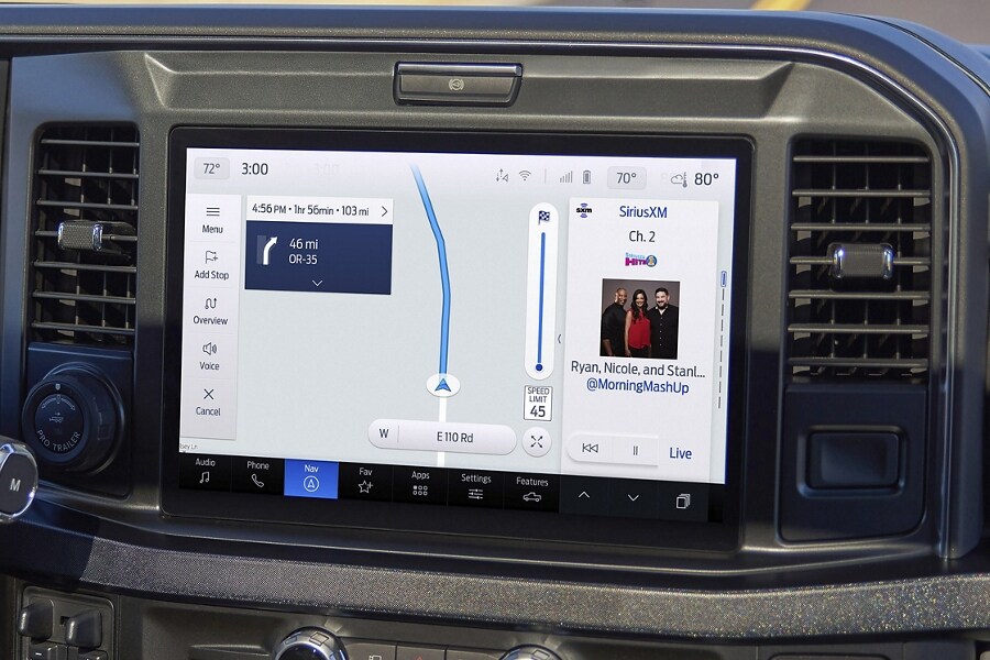 Close-up view of the centre display touchscreen