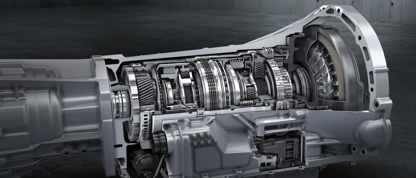 Close-up of 10-speed automatic transmission