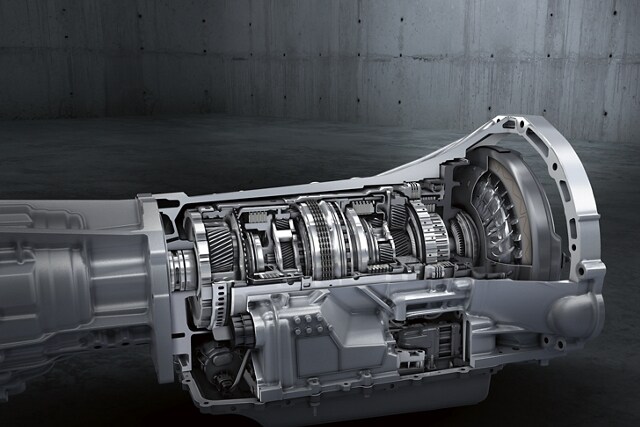 Close-up of 10-speed automatic transmission
