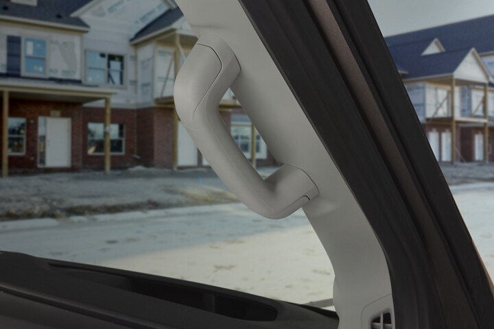 Close-up of 2023 Ford Transit® A-Pillar handles