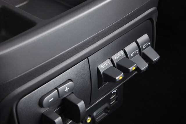 Close-up of the high-capacity upfitter switches