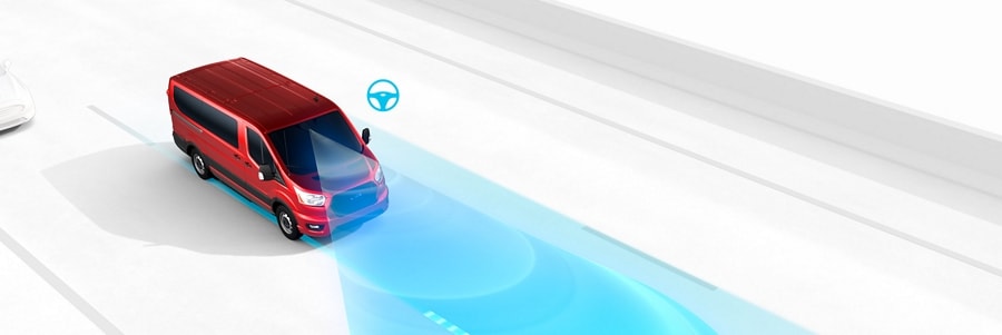 Video dramatization of a 2024 Ford Transit® model with Lane-Keeping System