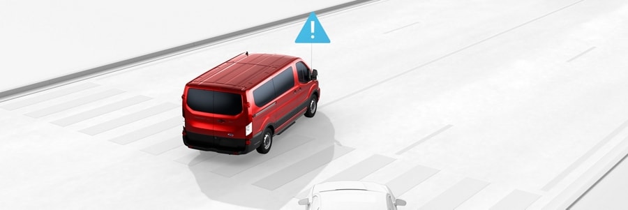 Video dramatization of a 2024 Ford Transit® model with Post-Collision Braking