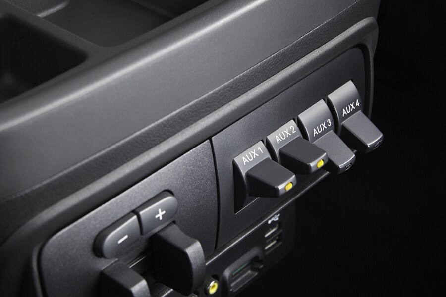 Close-up of high-capacity upfitter switches