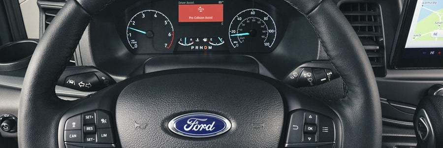 2025 Ford Transit® model driver information display showing Forward Collision Warning