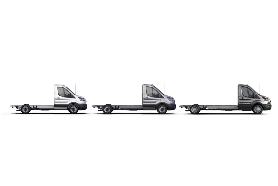 Three 2025 Ford Transit® Cutaway and Chassis Cab models