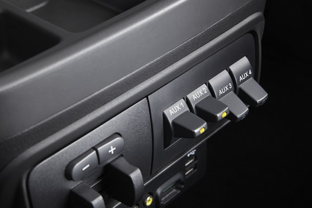 Close-up of high-capacity upfitter switches