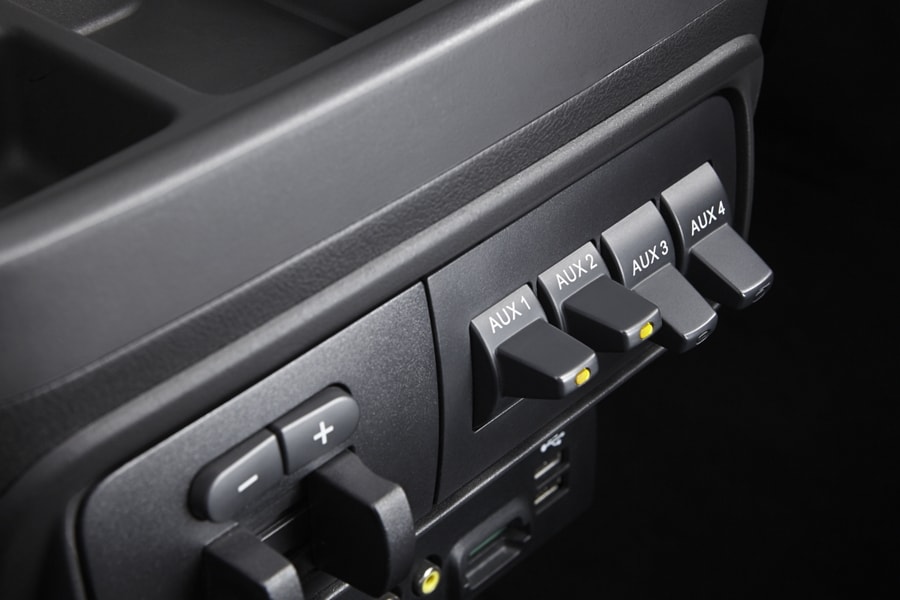 Close-up of high-capacity upfitter switches