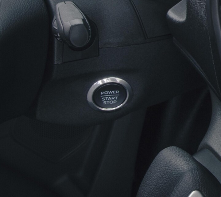 Close-up of the available push-button start on a 2025 Ford Transit® model