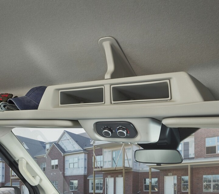 Overhead storage shelf inside a 2024 Ford Transit® van