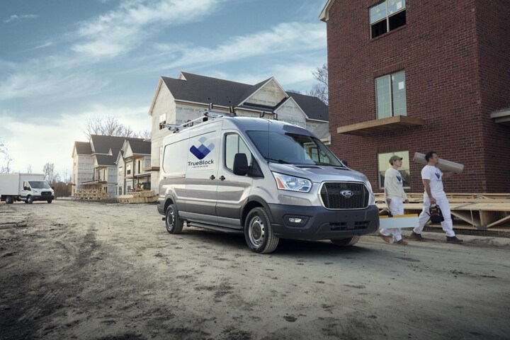 A 2024 Ford Transit® van at a worksite