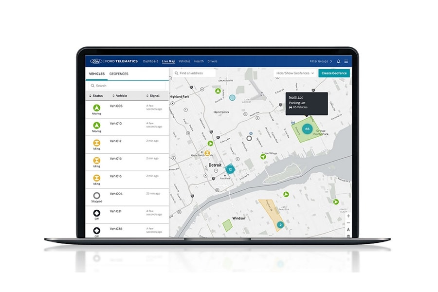 Illustration of a laptop computer screen showing map and information